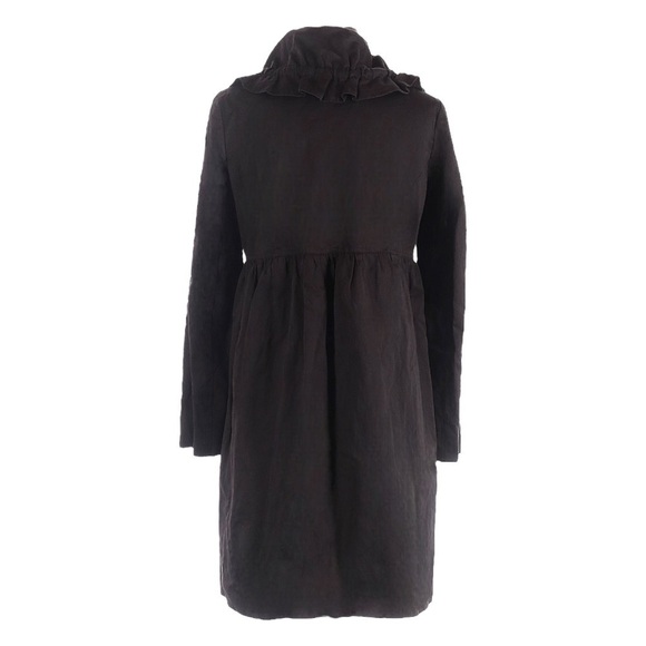 Robert Rodriguez Ruffled Chocolate Brown Longline Evening Dress Coat Size 4 - Picture 2 of 8